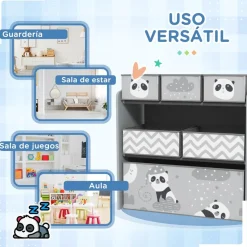 ZONEKIZ Estilo De Vida*Homcom - Estantería para juguetes 6 cajas tela Gris