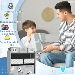 ZONEKIZ Estilo De Vida*Homcom - Estantería para juguetes 6 cajas tela Gris