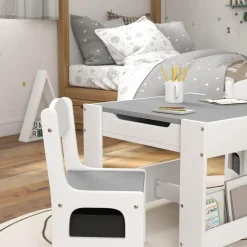 Homcom Estilo De Vida*- Mesa + 2 sillas infantiles Blanco