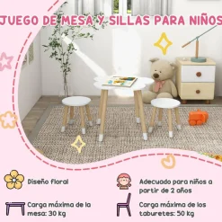 Homcom Estilo De Vida*- Mesa Flor y bancos Blanco