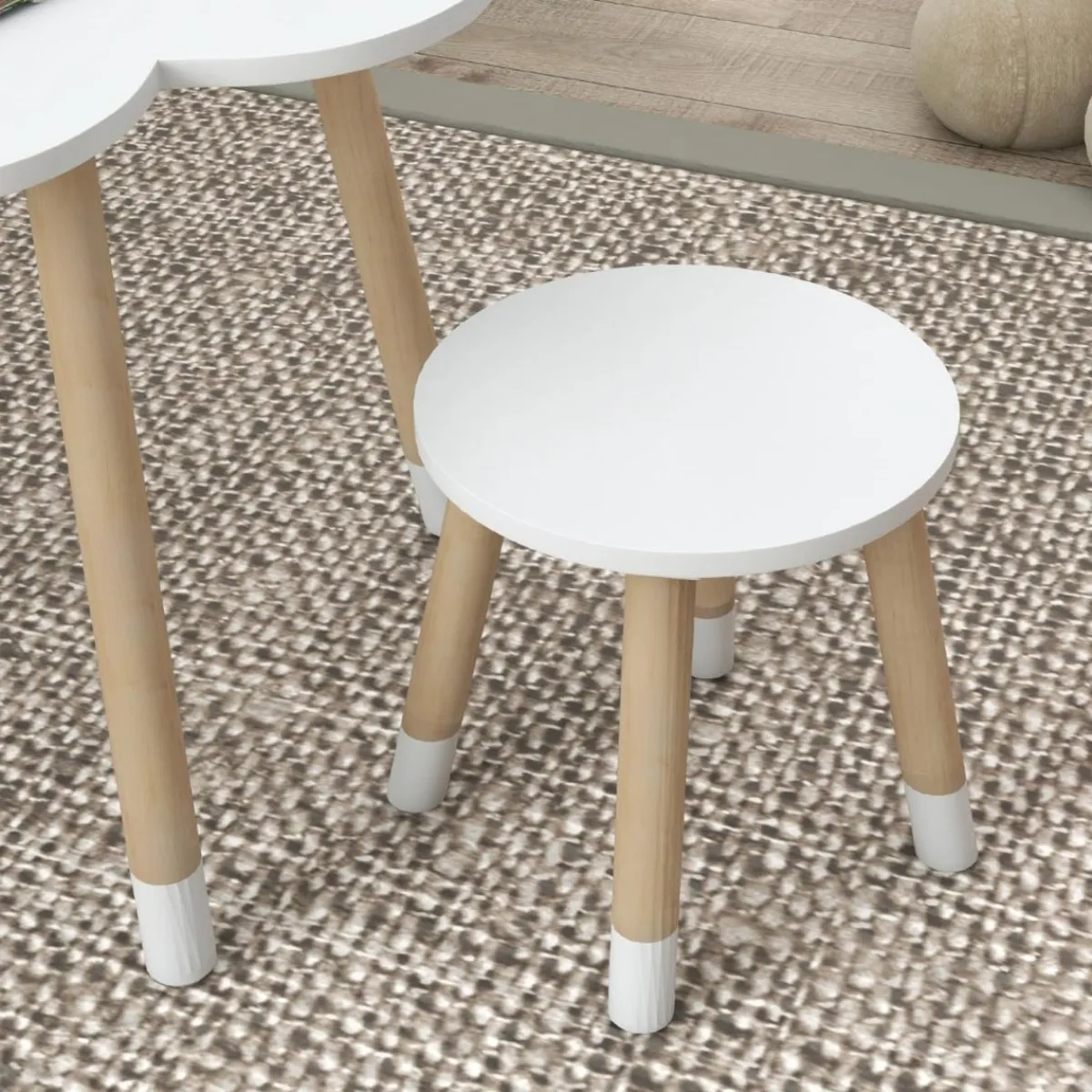 Homcom Estilo De Vida*- Mesa Flor y bancos Blanco