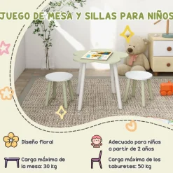 Homcom Estilo De Vida*- Mesa Flor y bancos Verde y Blanco