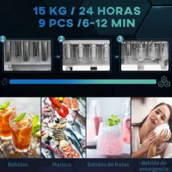 Homcom Figuras De Acción*- Máquina Hielo Plateada 105W