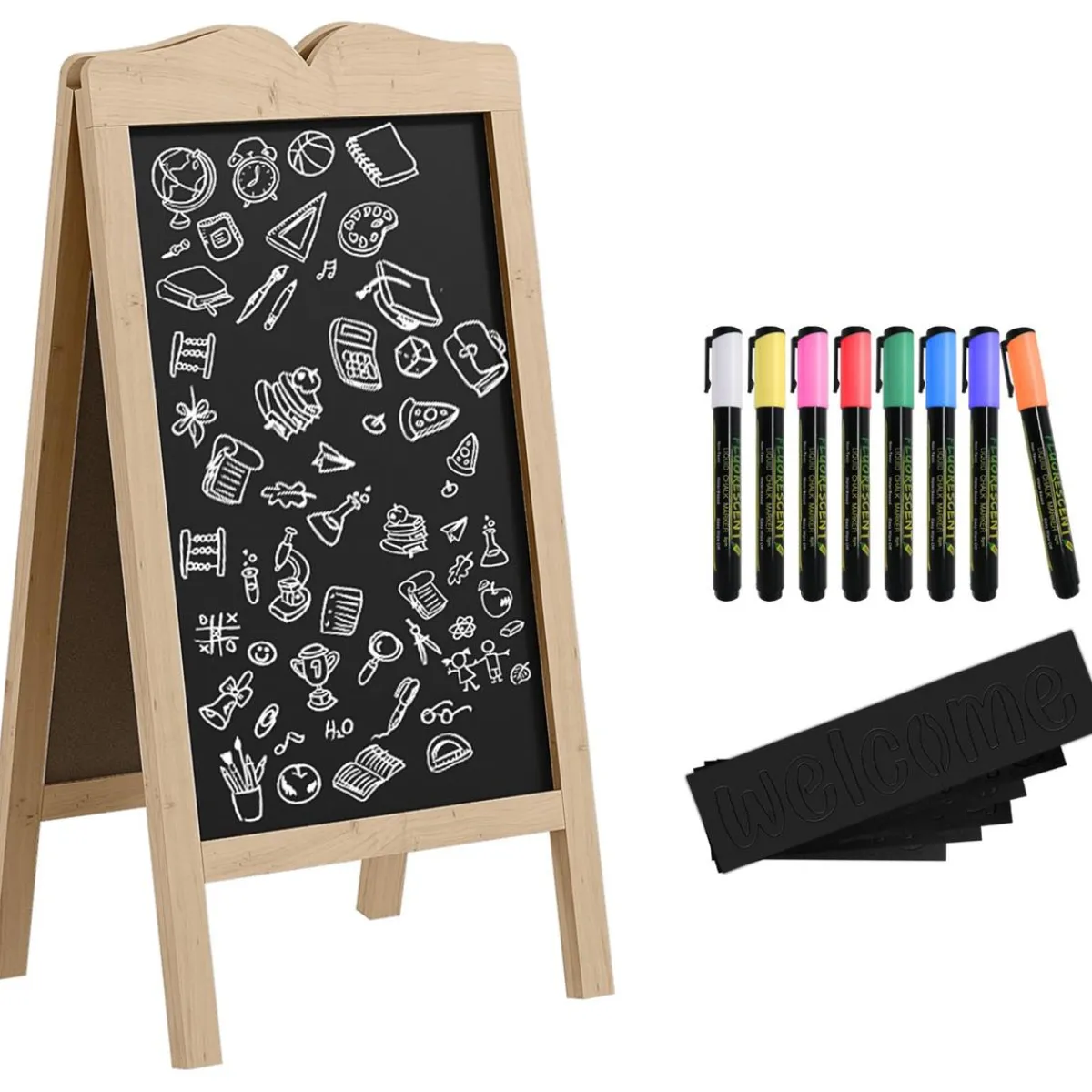 VINSETTO Steam|Arte Y Manualidades*Homcom - Pizarra caballete doble con tizas y plantillas