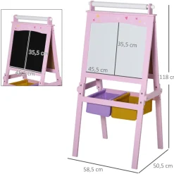Homcom Steam|Arte Y Manualidades*- Pizarra infantil 3 en 1 con caballete