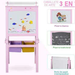 Homcom Steam|Arte Y Manualidades*- Pizarra infantil 3 en 1 con caballete