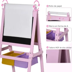 Homcom Steam|Arte Y Manualidades*- Pizarra infantil 3 en 1 con caballete