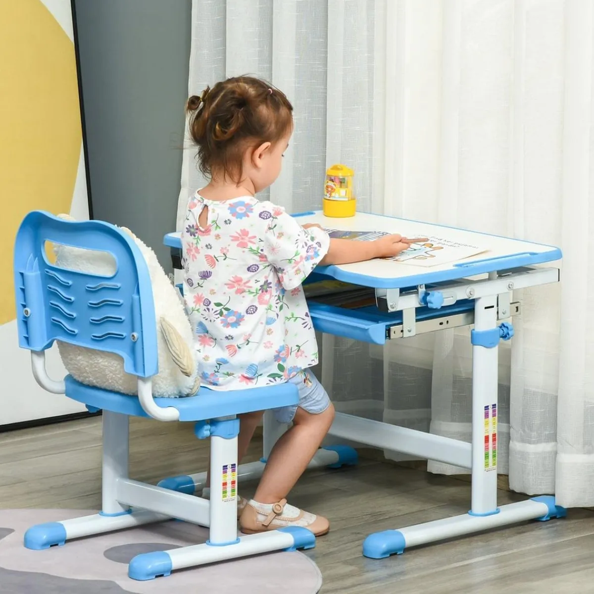 Homcom Estilo De Vida*- Pupitre infantil con silla Azul y Blanco