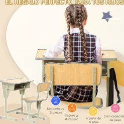 Homcom Estilo De Vida*- Set Pupitre + Silla infantil Vintage