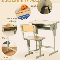 Homcom Estilo De Vida*- Set Pupitre + Silla infantil Vintage