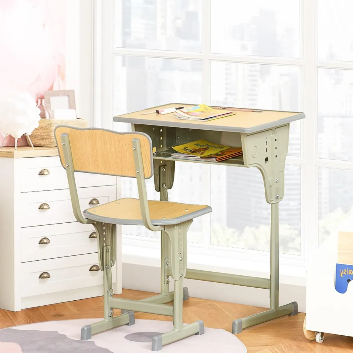 Homcom Estilo De Vida*- Set Pupitre + Silla infantil Vintage