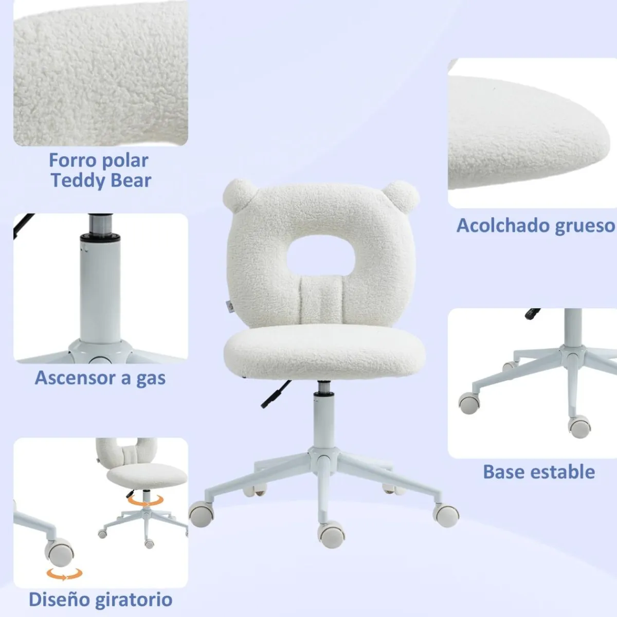 Homcom Estilo De Vida*- Silla infantil de borreguito Blanco