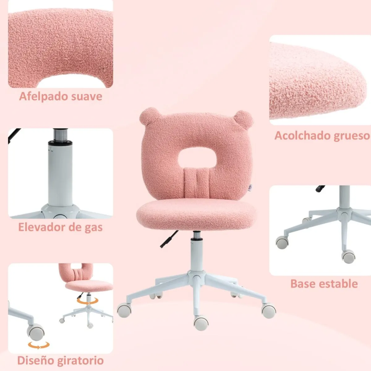 Homcom Estilo De Vida*- Silla infantil de borreguito Rosa