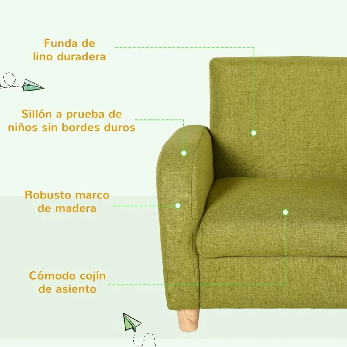 Homcom Entretenimiento·Hamacas Y Columpios|Estilo De Vida*- Sillón infantil Verde