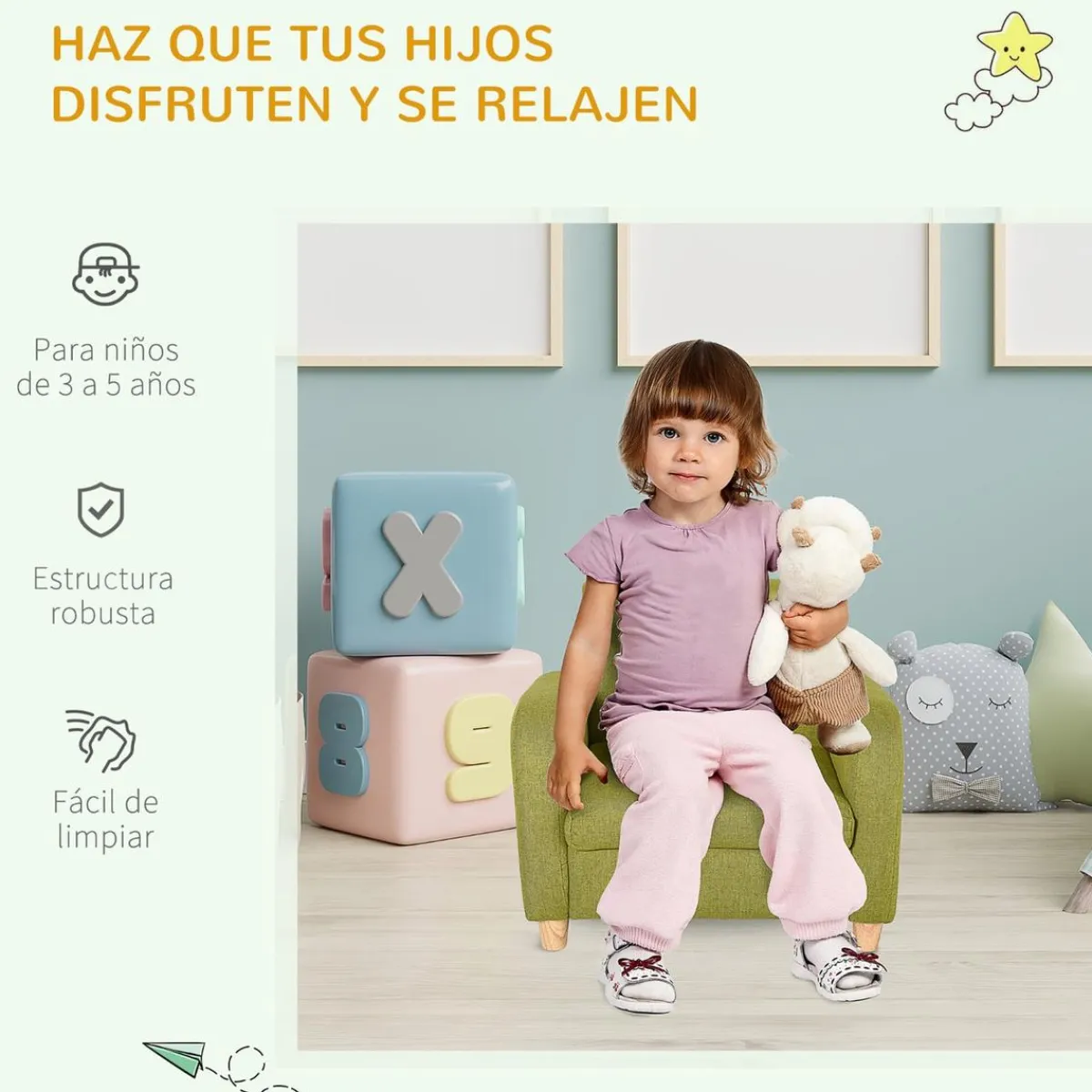 Homcom Entretenimiento·Hamacas Y Columpios|Estilo De Vida*- Sillón infantil Verde