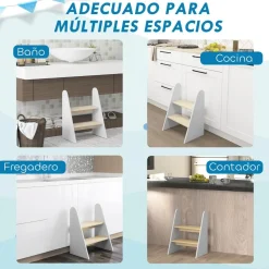 AIYAPLAY Estilo De Vida*Homcom - Taburete 2 peldaños Blanco