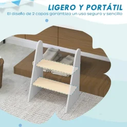 AIYAPLAY Estilo De Vida*Homcom - Taburete 2 peldaños Blanco