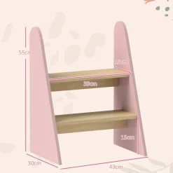 AIYAPLAY Estilo De Vida*Homcom - Taburete Escalera infantil madera Rosa