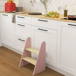 AIYAPLAY Estilo De Vida*Homcom - Taburete Escalera infantil madera Rosa