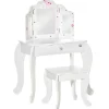 Homcom Muñecas*- Tocador de madera con taburete