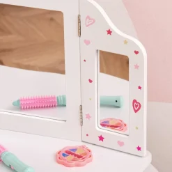 Homcom Muñecas*- Tocador de madera con taburete