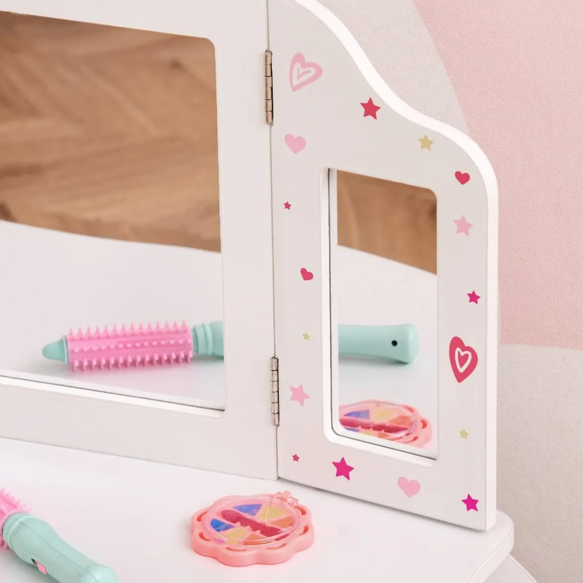 Homcom Muñecas*- Tocador de madera con taburete