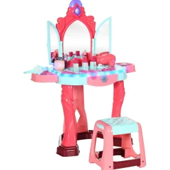 Homcom Muñecas*- Tocador infantil con cajón y taburete