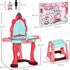 Homcom Muñecas*- Tocador infantil con cajón y taburete