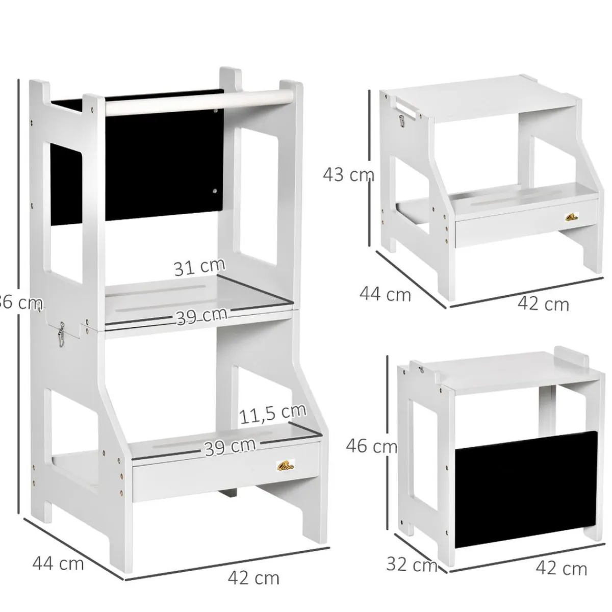 Homcom Estilo De Vida*- Torre aprendizaje 2 en 1 madera Gris