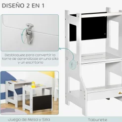 Homcom Estilo De Vida*- Torre aprendizaje 2 en 1 madera Gris