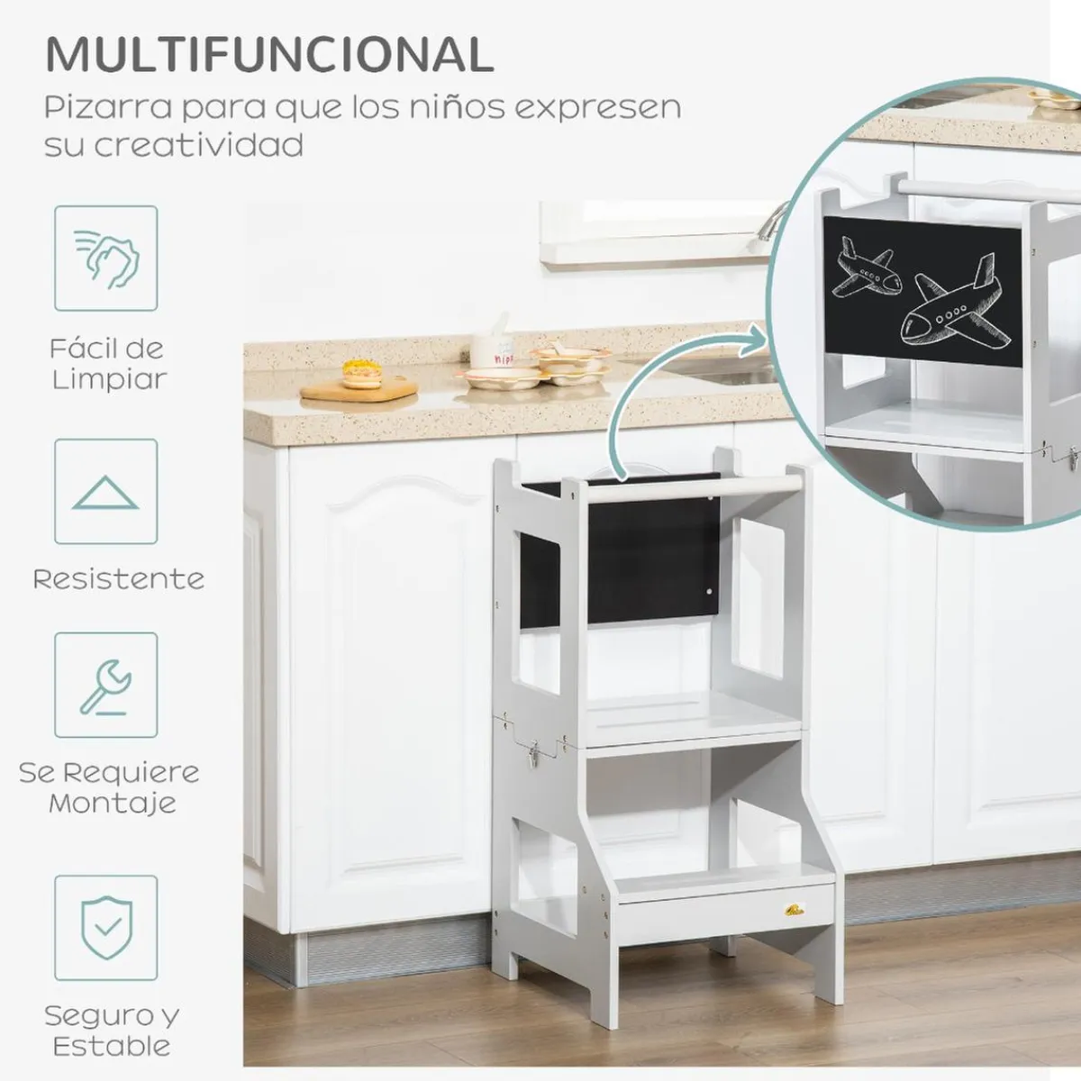 Homcom Estilo De Vida*- Torre aprendizaje 2 en 1 madera Gris