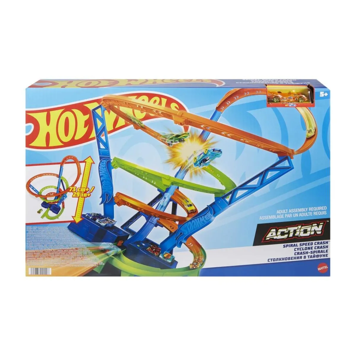 MATTEL Vehículos Y Circuitos*Hot Wheels - Pista de coches con espiral rápida y choques Hot Wheels Action ㅤ