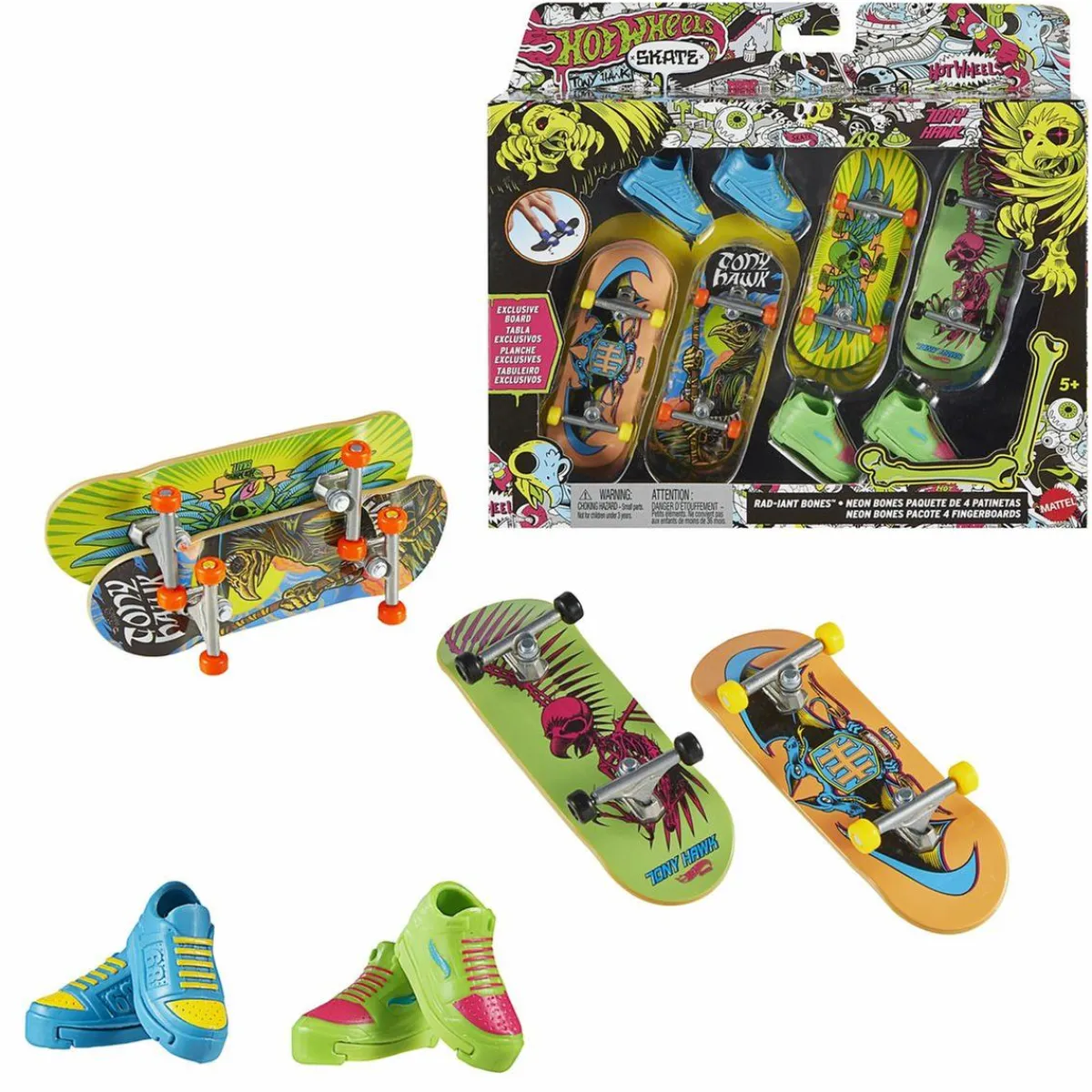 MATTEL Vehículos Y Circuitos*Hot Wheels - Skate neon pack 4