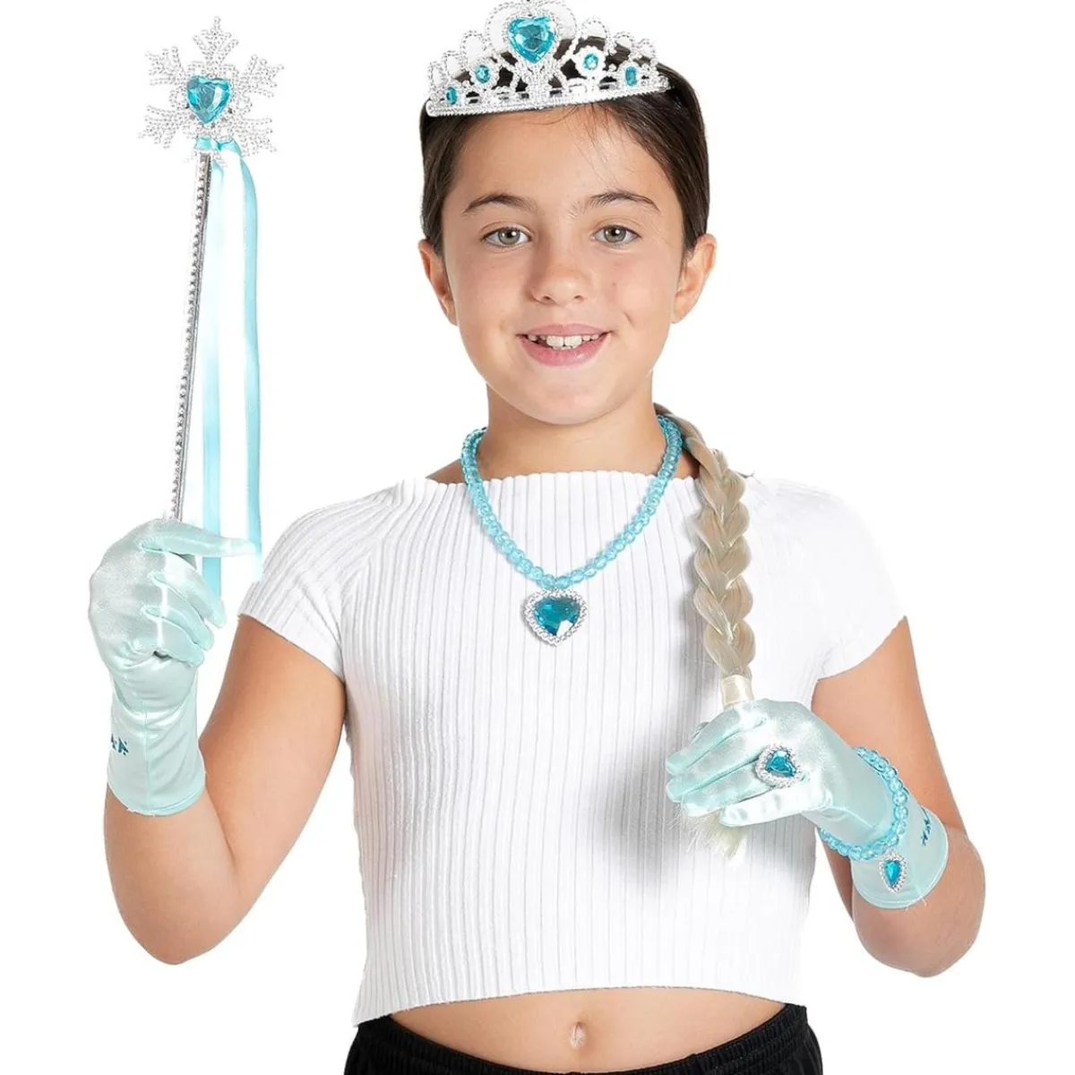 TOYS "R" US Disfraces|Halloween*Kit de Disfraz Princesa Hielo: Corona y Accesorios Azul Plata XS ㅤ