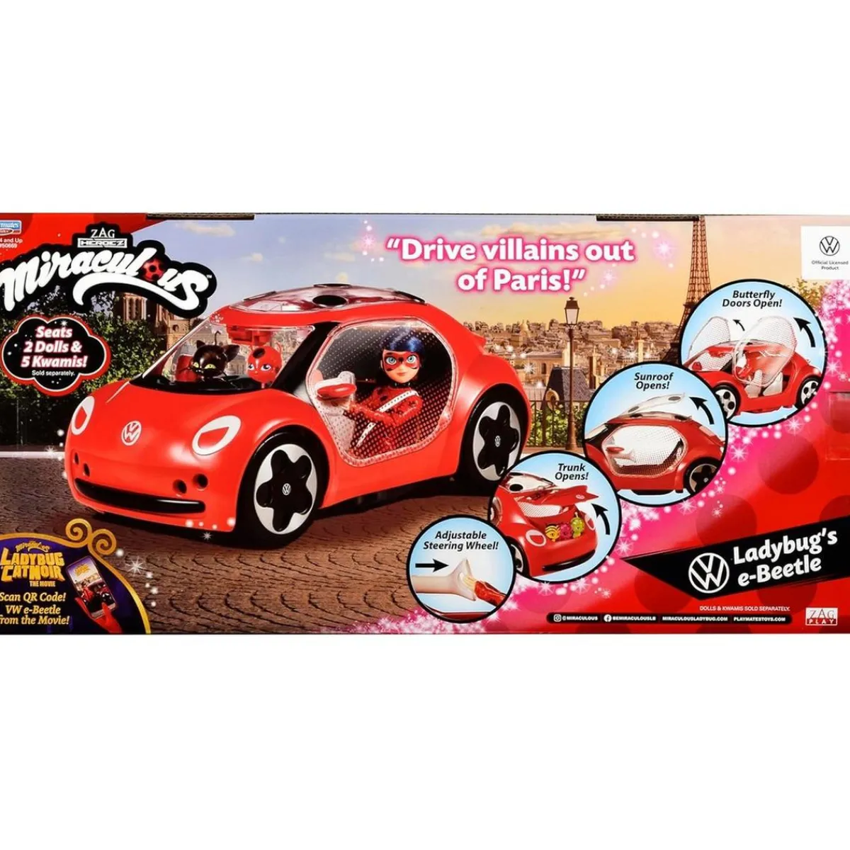 LADYBUG Muñecas*- Miraculous Vehículo Volkswagen E-Beetle