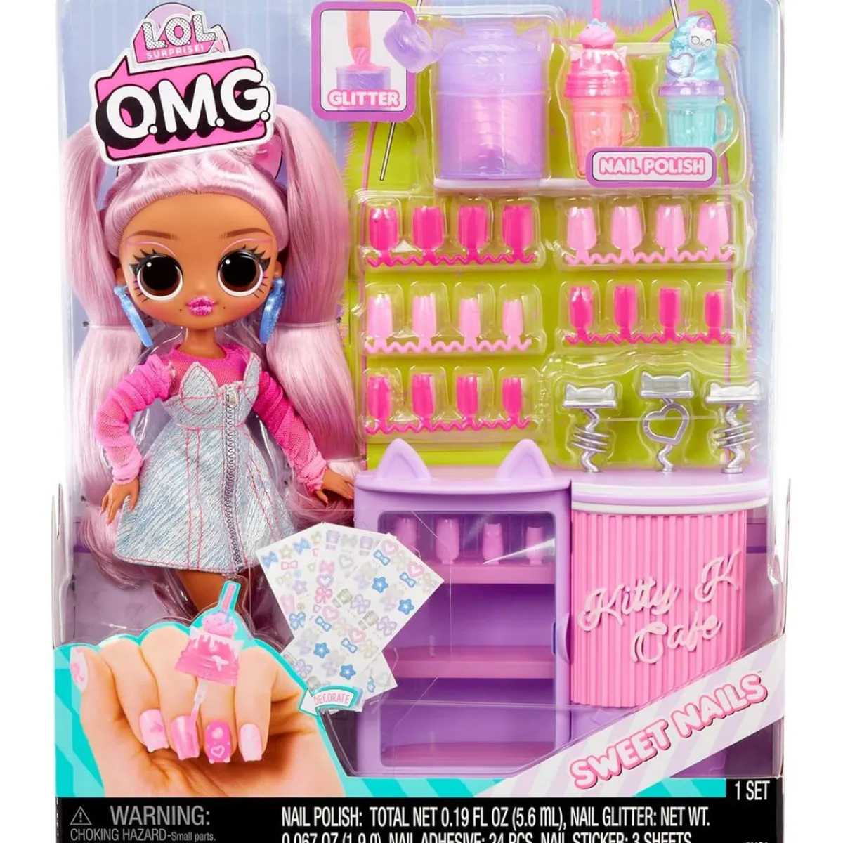 LOL SURPRISE Coleccionables Y Mini Mundos*L.O.L. Surprise! - OMG Sweet Nails Pop - Kitty K Café
