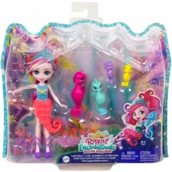 MATTEL Muñecas*- Enchantimals - Ocean Kingdom muñeca Sedda Sea Horse con familia de caballitos de mar ㅤ