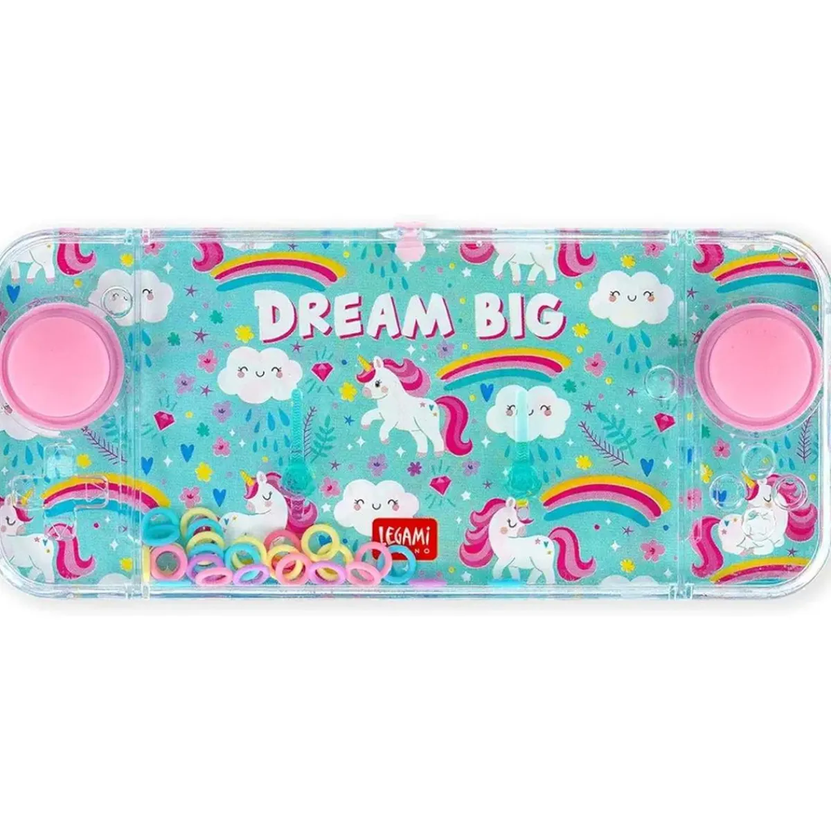 TOYS "R" US Estilo De Vida*Mini juego portátil de agua con anillos, tema unicornio ㅤ