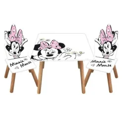 MICKEY Estilo De Vida*Minnie Mouse - Conjunto de mesa y sillas infantiles en madera, diseño Minnie Mouse ㅤ