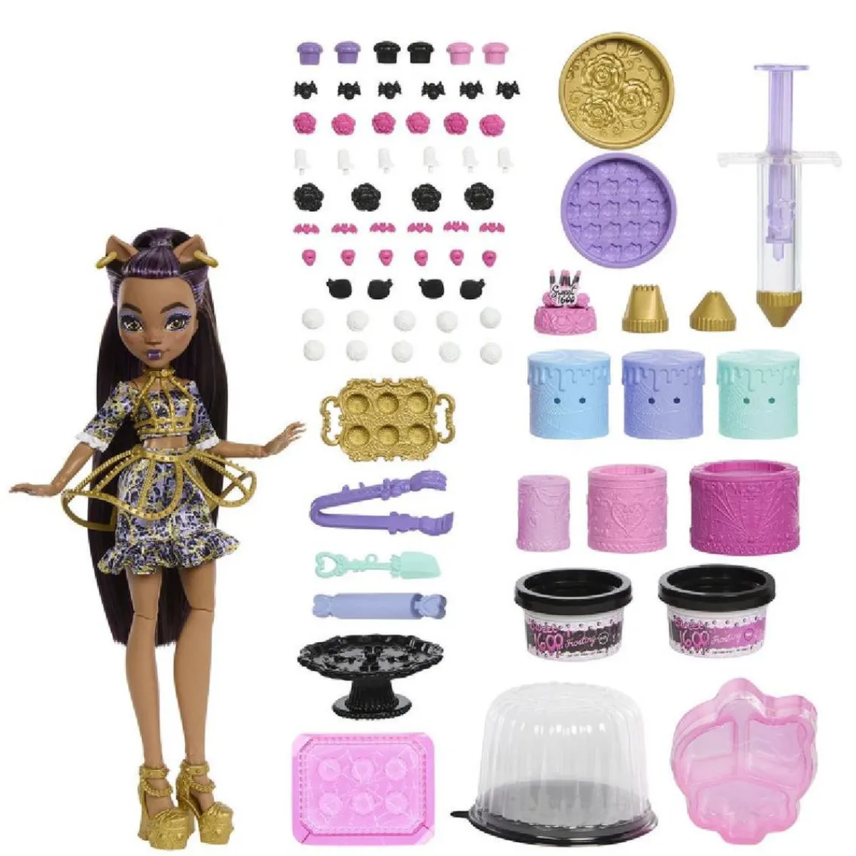MONSTER HIGH Muñecas*- Kit de Pastelería con Clawdeen Wolf - Colección Scary Sweet Birthday