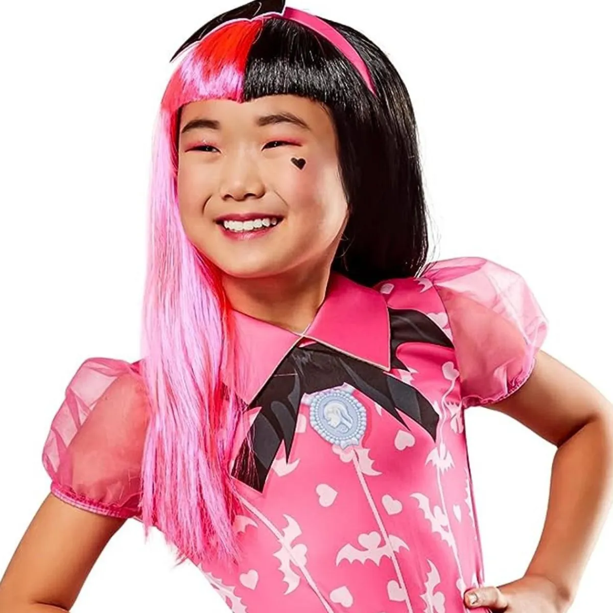 RUBIE'S Disfraces|Halloween*Monster High - Peluca Draculaura para niñas, talla standard para carnaval, navidad, cumpleaños y Halloween