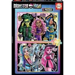 EDUCA BORRAS Juegos Y Puzzles*Monster High - Set de 2 puzzles infantiles de 100 piezas con imágenes de Monster High