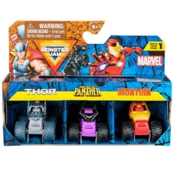 MONSTER JAM Vehículos Y Circuitos*- Pack 3 Mini vehículos Marvel (varios modelos)