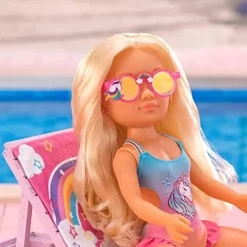 NANCY Muñecas*- Muñeca con toalla mágica, pelo rubio largo, accesorios veraniegos y unicornio