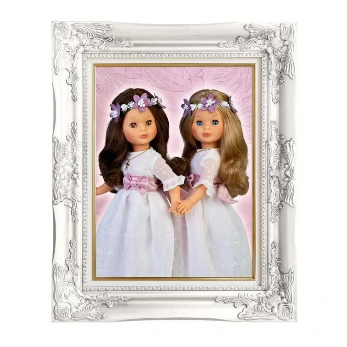 NANCY Muñecas*- Muñeca de colección primera comunión con vestido blanco y corona de flores