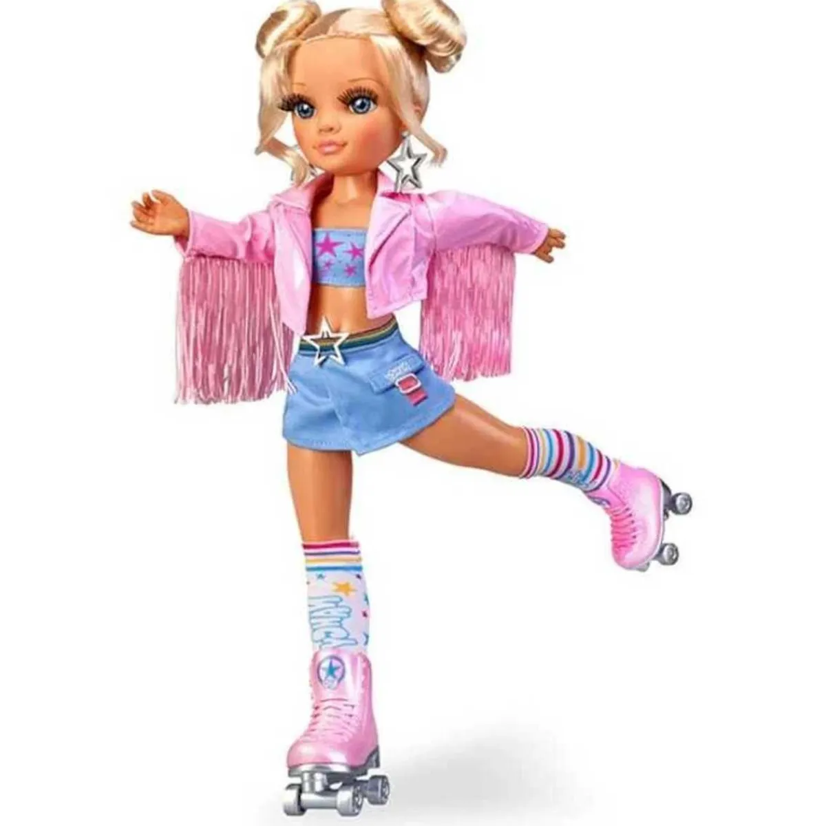 NANCY Muñecas*- Muñeca patinadora con accesorios y chaqueta rosa, para niños y niñas