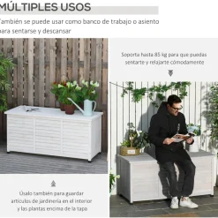 Outsunny Estilo De Vida*- Baúl de jardín de madera Blanco