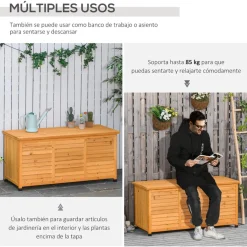 Outsunny Estilo De Vida*- Baúl de jardín de madera