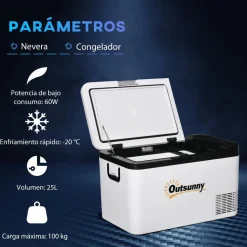 Outsunny Figuras De Acción*- Nevera congelador portatil 25L Blanco