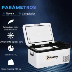 Outsunny Figuras De Acción*- Nevera congelador portatil 18L Blanco